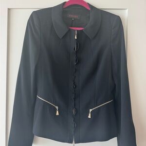 Escada Black Blazer with Modern Zipper Details